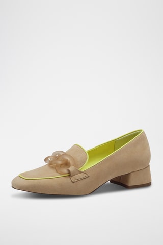 Mocassini con tacco in pelle scamosciata - Beige