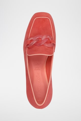 Mocassini con tacco in pelle scamosciata - Rosso