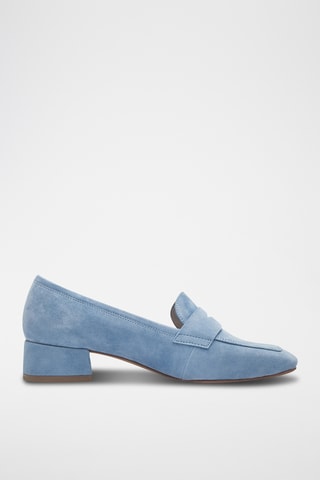 Mocassins à talons en nubuck - Bleu