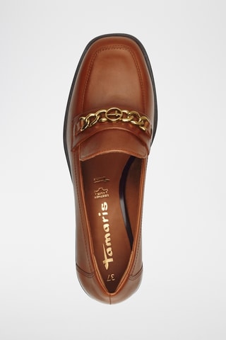 Mocassins à talons en cuir - Marron