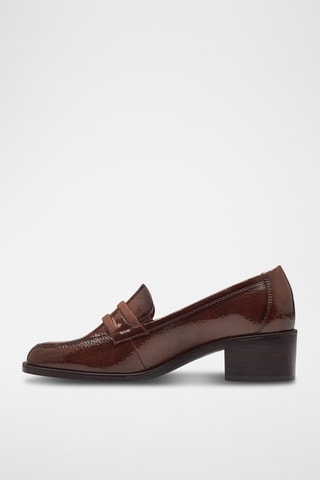 Mocassins à talons vernis - Marron