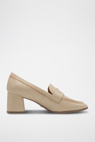 Mocassins à talons vernis - Beige