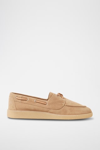 Chaussures bateau en nubuck - Taupe