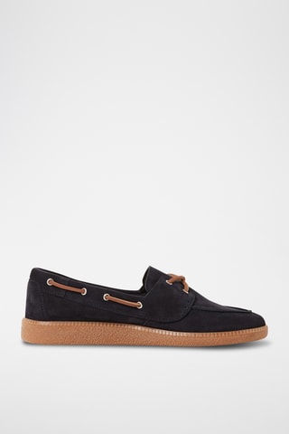 Chaussures bateau en nubuck - Bleu