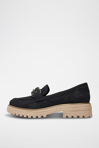 Mocassins à talons en nubuck - Bleu marine