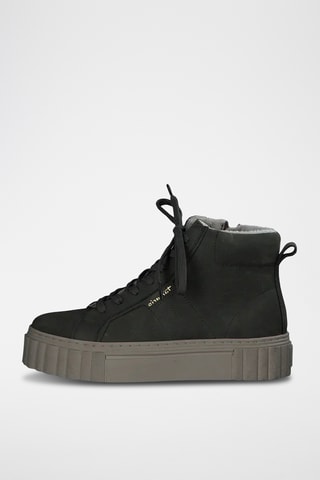 Bottines plateformes fourrées en nubuck - Vert