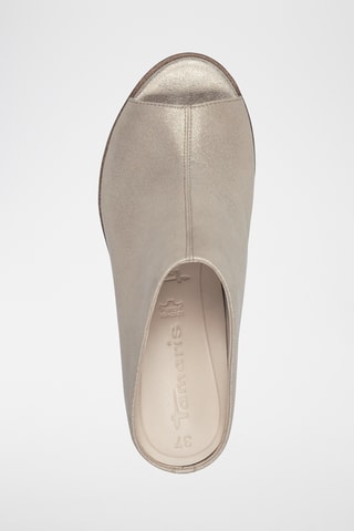 Ciabatte con zeppa in pelle - Beige