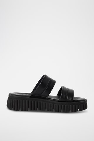 Ciabatte platform in pelle - Nero