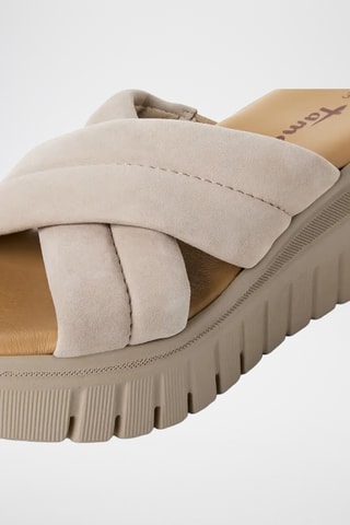 Ciabatte con zeppa in pelle - Beige