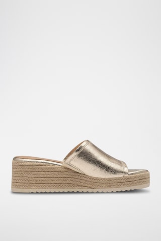 Mules compensées en cuir - Doré