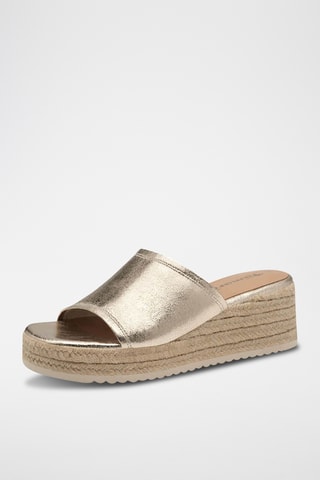 Mules compensées en cuir - Doré
