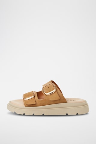 Ciabatte platform in pelle scamosciata - Marrone