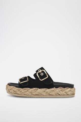 Ciabatte platform in pelle scamosciata - Nero