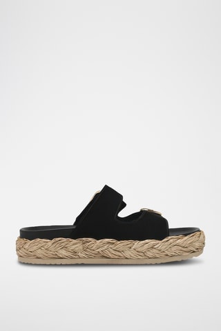 Ciabatte platform in pelle scamosciata - Nero