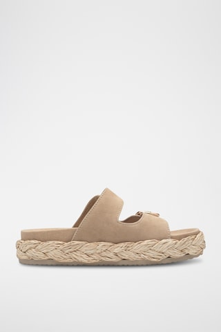 Ciabatte platform in pelle scamosciata - Beige