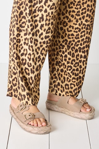 Ciabatte platform in pelle scamosciata - Beige