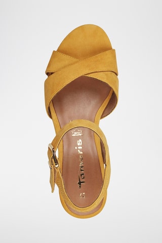 Espadrillas con zeppa in pelle scamosciata - Giallo