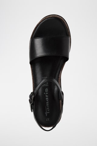 Sandali con zeppa in pelle - Nero