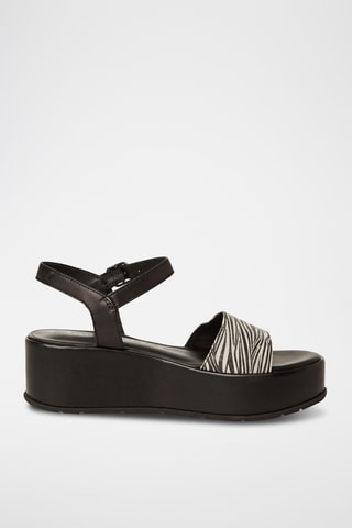Sandali con zeppa in pelle - Nero