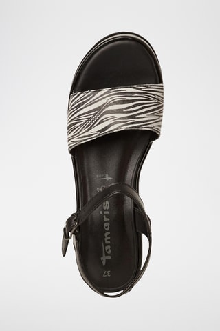 Sandali con zeppa in pelle - Nero