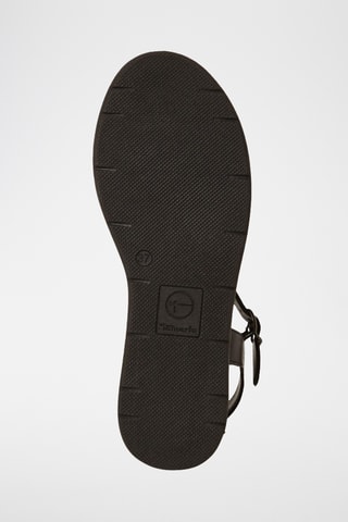 Sandali con zeppa in pelle - Nero