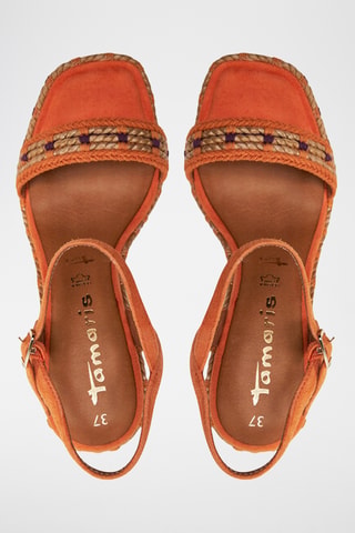 Sandales compensées en cuir - Orange