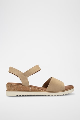 Sandales compensées en nubuck - Beige