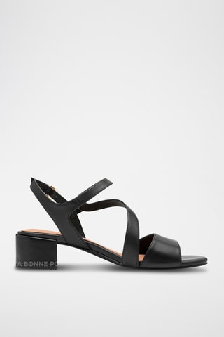 Sandales à talons en cuir - Noir