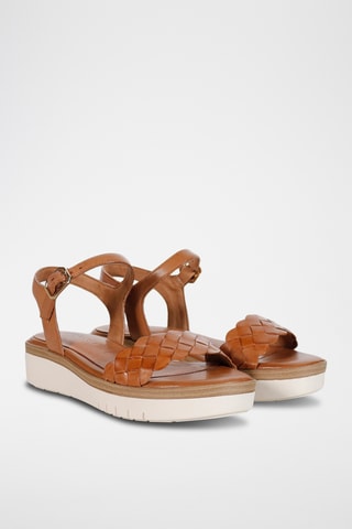Sandales plateformes en cuir - Marron