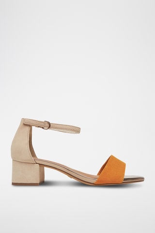 Sandali con tacco in pelle scamosciata - Arancione