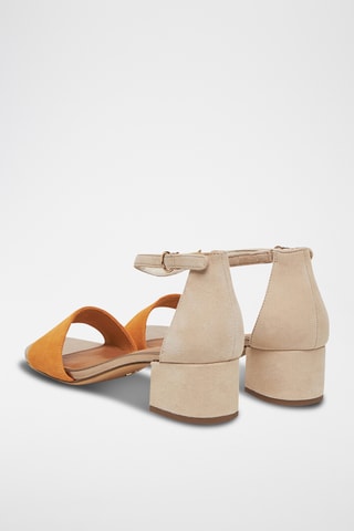 Sandali con tacco in pelle scamosciata - Arancione