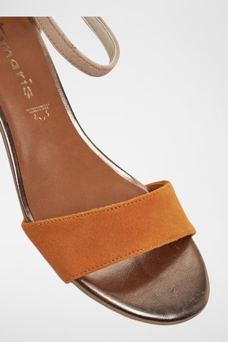 Sandali con tacco in pelle scamosciata - Arancione