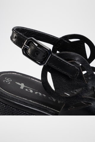 Sandales compensées en cuir - Noir