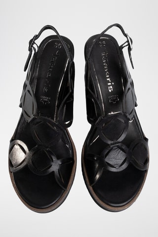 Sandales compensées en cuir - Noir