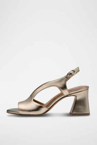 Sandales à talons en cuir - Doré