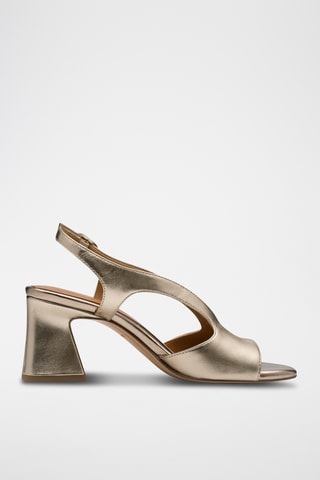 Sandales à talons en cuir - Doré