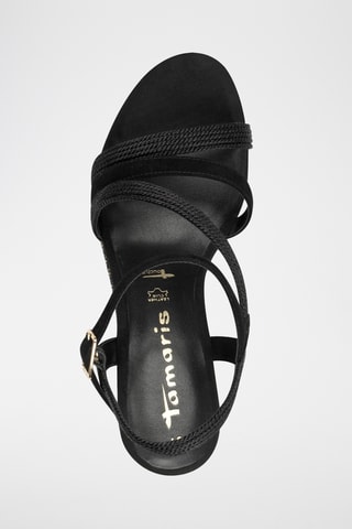 Sandali con zeppa in pelle - Nero