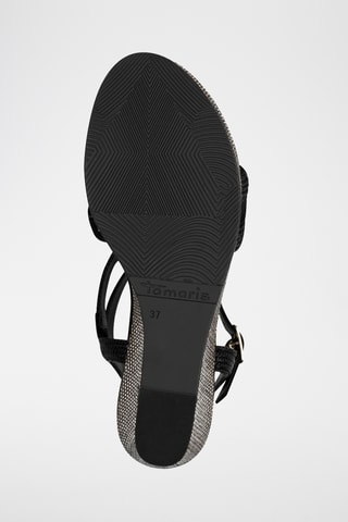 Sandali con zeppa in pelle - Nero
