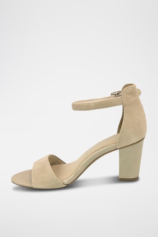 Sandali con tacco in pelle scamosciata - Beige