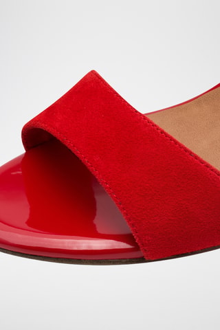 Sandali con tacco in pelle scamosciata - Rosso