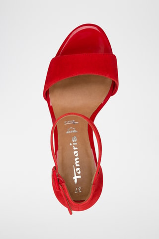 Sandali con tacco in pelle scamosciata - Rosso
