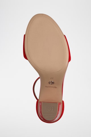 Sandali con tacco in pelle scamosciata - Rosso