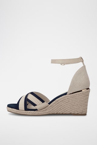 Sandali con zeppa - Navy e beige