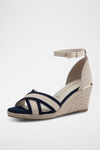 Sandali con zeppa - Navy e beige