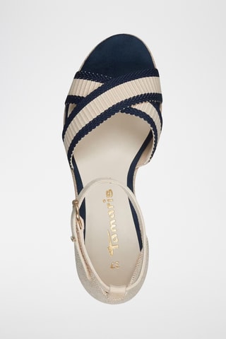 Sandali con zeppa - Navy e beige