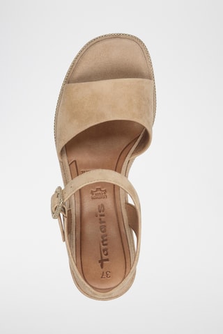 Sandali con zeppa in pelle scamosciata - Beige