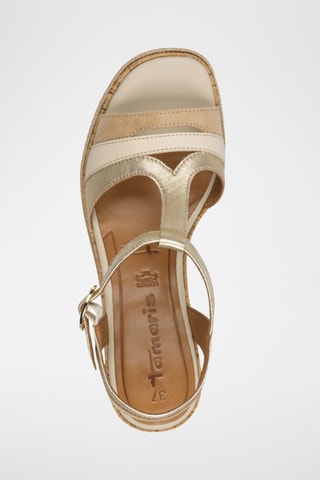 Sandali con zeppa in pelle - Dorato