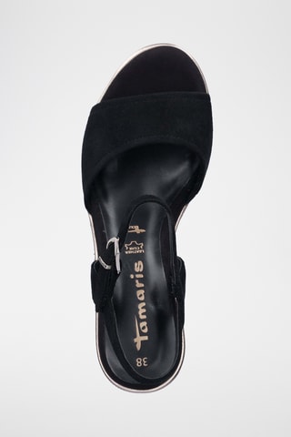 Sandali con zeppa in pelle scamosciata - Nero