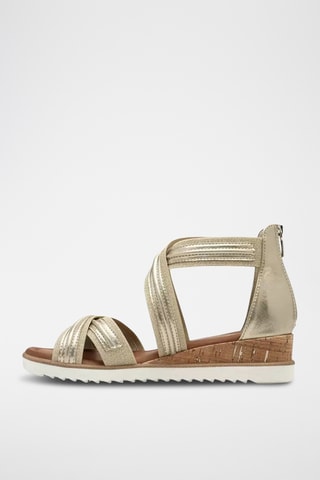 Sandales compensées en cuir - Doré