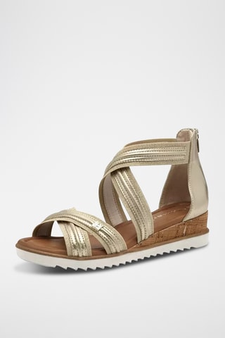 Sandales compensées en cuir - Doré